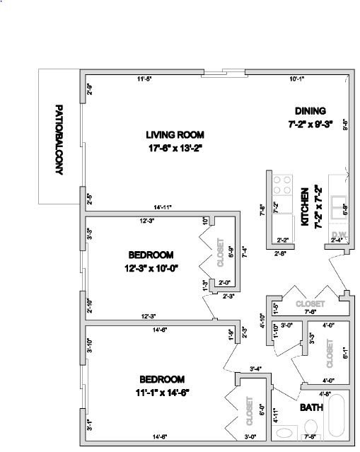 The Belmont 2 Bedroom 1 Bathroom Floor Plan The Belmont 2 Bedroom 1 Bathroom Floor Plan at Westmore Apartments, Lombard